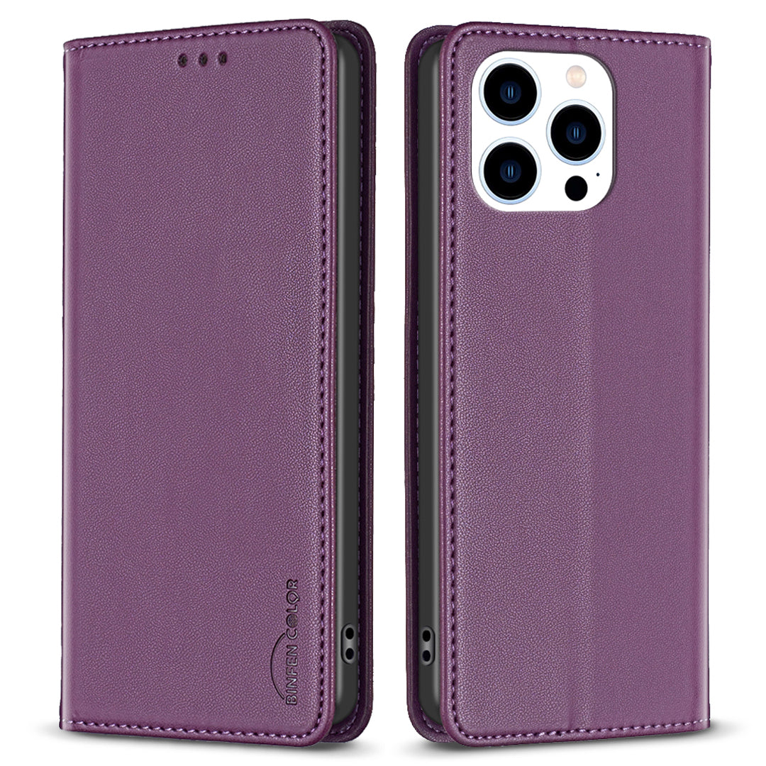 BINFEN COLOR BF18 til iPhone 15 Pro Max PU-læder stødsikkert cover Kortholder Stand Telefoncover BINFEN COLOR BF18 til iPhone 15 Pro Max PU-læder stødsikkert cover Kortholder Stand Telefoncover